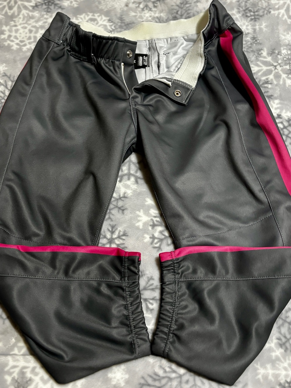 3N2 clutch apparel women’s softball pants Medium charcoal grey hot pink stripe